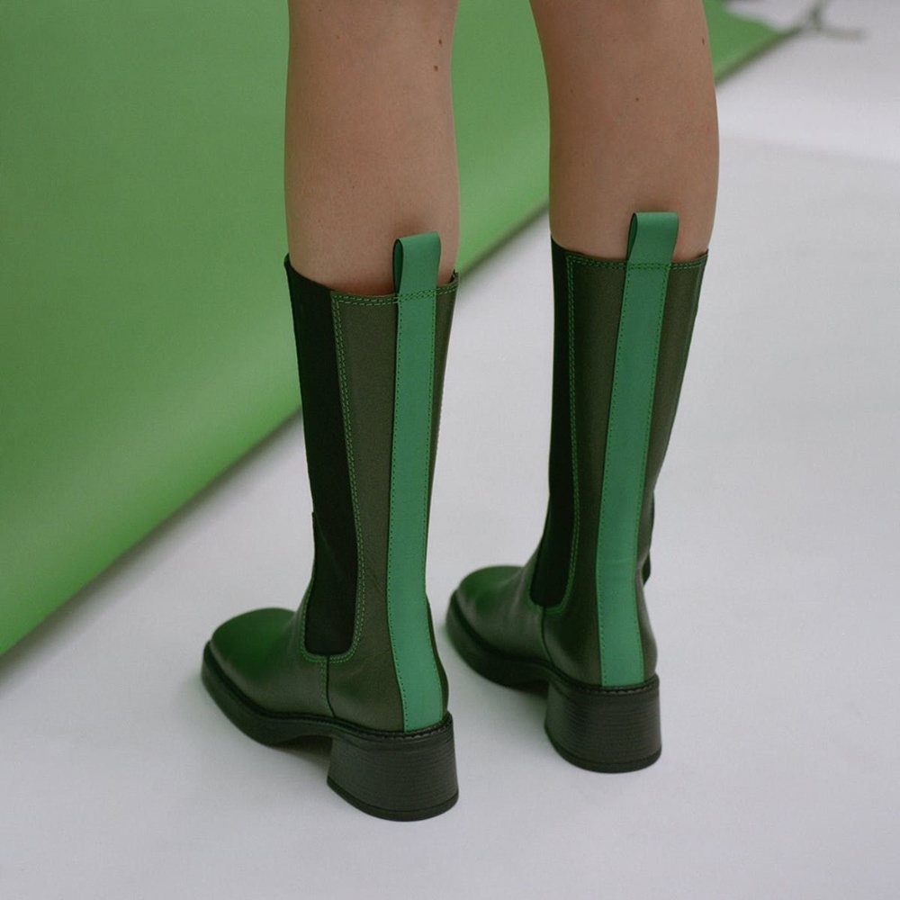 Miista Evelyne Khaki Boots - Size 7.5
